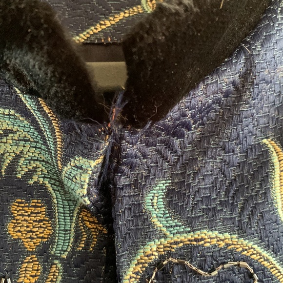 EUC ENTRICE Like-new full length jacket Navy with silver beading 1X - Picture 6 of 10